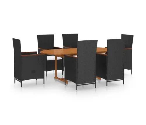 7-Osaline Aiamööblikomplekt, Polürotang, Must