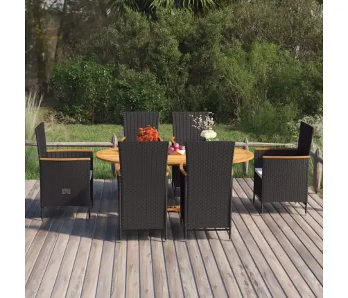 7-Osaline Aiamööblikomplekt, Polürotang, Must