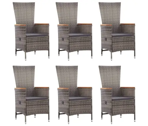 7-Daļīgs Dārza Mēbeļu Komplekts, Pe Rotangpalma, Pelēks Vidaxl