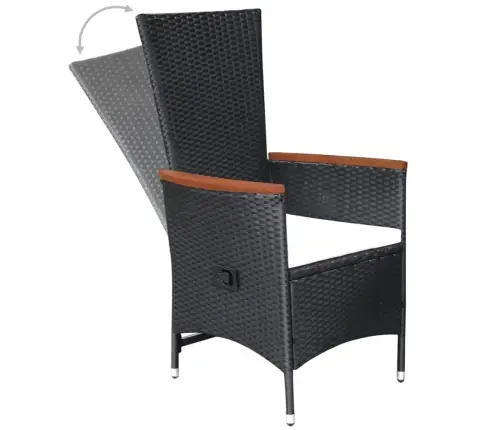 7-Daļīgs Dārza Mēbeļu Komplekts, Pe Rotangpalma, Melns Vidaxl