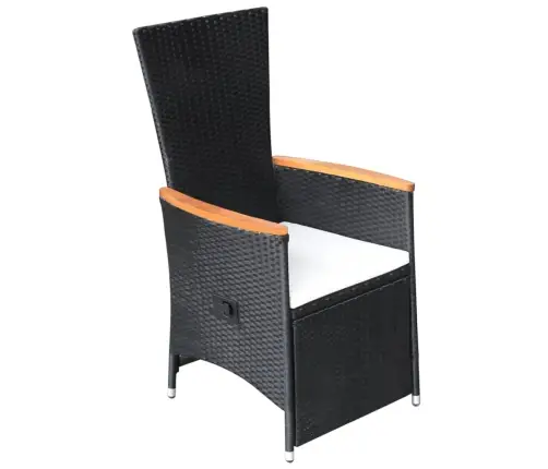 7-Daļīgs Dārza Mēbeļu Komplekts, Pe Rotangpalma, Melns Vidaxl