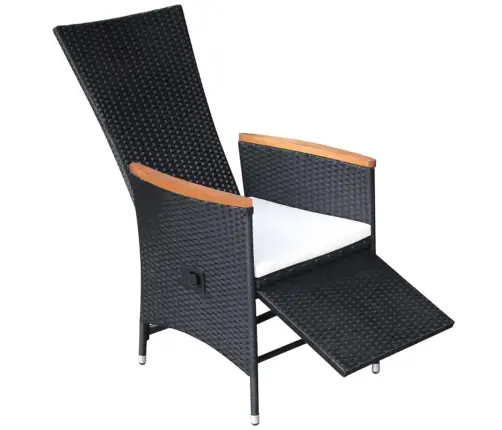 7-Daļīgs Dārza Mēbeļu Komplekts, Pe Rotangpalma, Melns Vidaxl