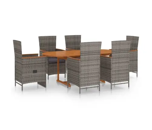 7-Daļīgs Dārza Mēbeļu Komplekts, Pelēka Pe Rotangpalma Vidaxl