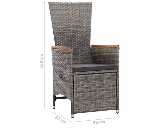 7-Daļīgs Dārza Mēbeļu Komplekts, Pelēka Pe Rotangpalma Vidaxl