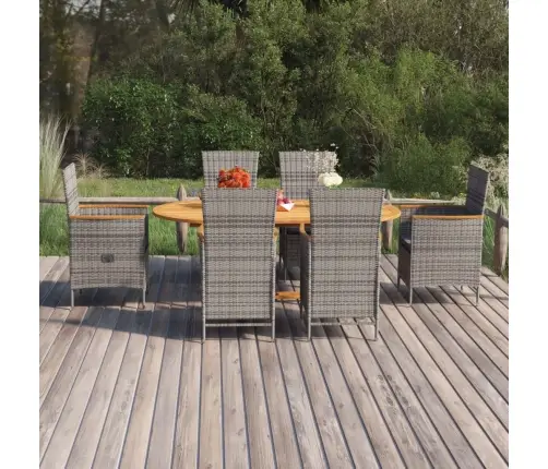 7-Daļīgs Dārza Mēbeļu Komplekts, Pelēka Pe Rotangpalma Vidaxl