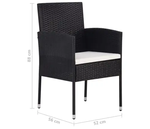 Sodo Valgomojo Baldų Komplektas, 7 Dalių, Juodas, Poliratanas