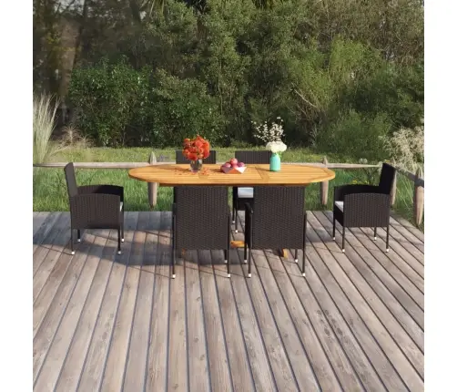 Sodo Valgomojo Baldų Komplektas, 7 Dalių, Juodas, Poliratanas