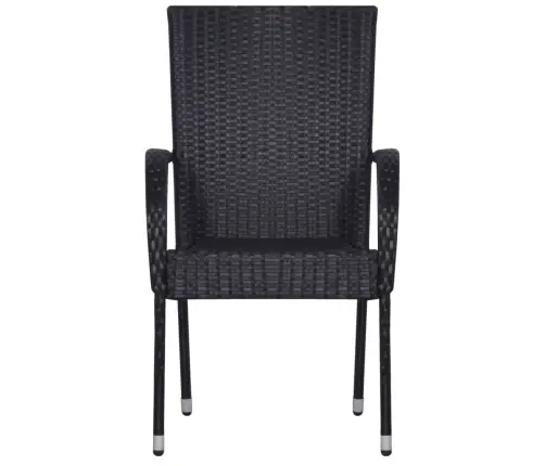 Sodo Valgomojo Baldų Komplektas, 3 Dalių, Juodas, Poliratanas