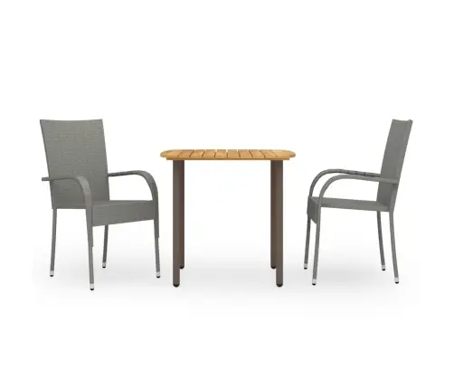 3-Osaline Aiamööbli Komplekt, Polürotang, Hall