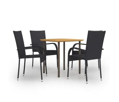 5-Osaline Aiamööbli Komplekt, Polürotang, Must