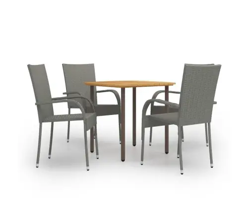 5-Daļīgs Dārza Mēbeļu Komplekts, Pelēka Pe Rotangpalma Vidaxl