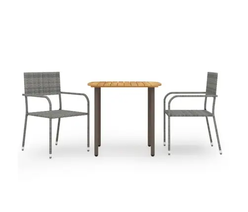 3-Osaline Aiamööblikomplekt, Polürotang, Hall