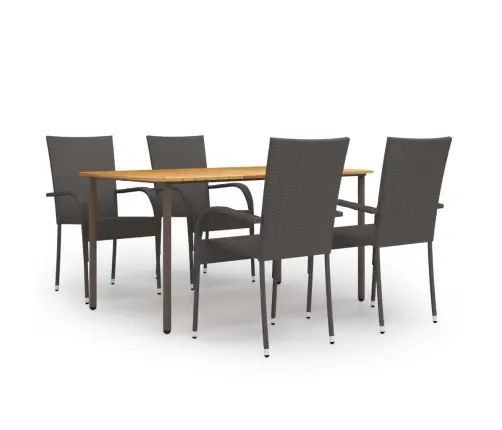 5-Daļīgs Dārza Mēbeļu Komplekts, Brūna Pe Rotangpalma Vidaxl