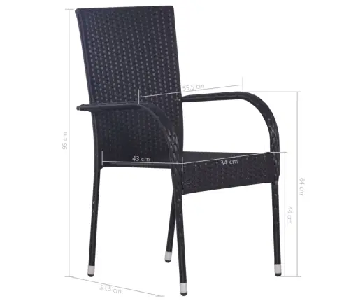 5-Daļīgs Dārza Mēbeļu Komplekts, Melna Pe Rotangpalma Vidaxl