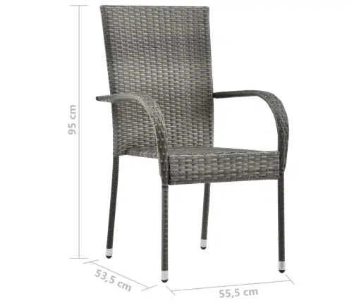 7-Daļīgs Dārza Mēbeļu Komplekts, Pelēka Pe Rotangpalma Vidaxl