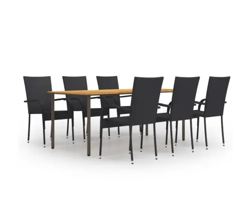 7-Daļīgs Dārza Mēbeļu Komplekts, Melna Pe Rotangpalma Vidaxl