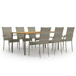 7-Osaline Aiamööbli Söögikomplekt, Polürotang, Hall