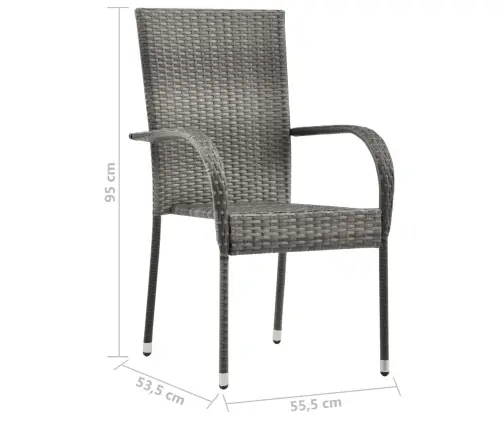 Sodo Valgomojo Komplektas, 7 Dalių, Pilkos Spalvos, Poliratanas (47297+2X310088)