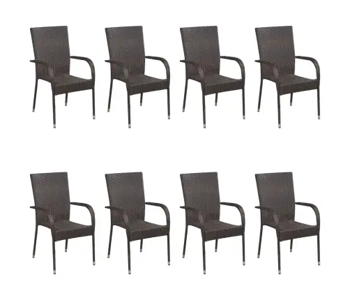 9-Osaline Aiamööbli Söögikomplekt, Polürotang, Pruun