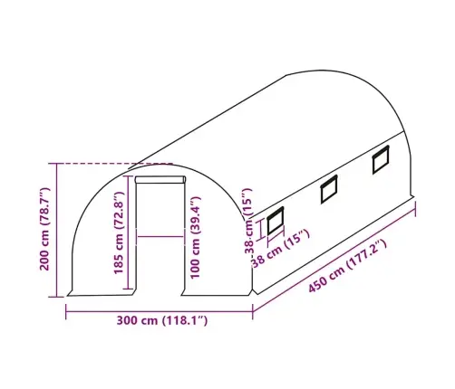 Kasvuhoone Asenduskate (13,5 M²), 400X400X200 cm Roheline