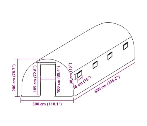 Siltumnīcas Rezerves Pārsegs, 18 M², 300X600X200 Cm, Zaļš Vidaxl