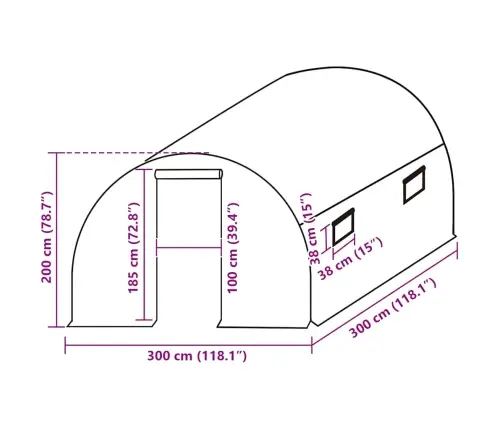 Pakaitinis Šiltnamio Apdangalas (9M²), Skaidrus, 3X3X2M