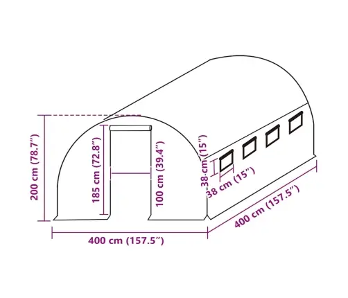 Kasvuhoone Asenduskate (16 M²), 400X400X200 cm Roheline