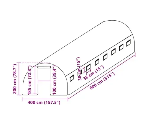 Kasvuhoone Asenduskate (32 M²), 400X800X200 cm Roheline