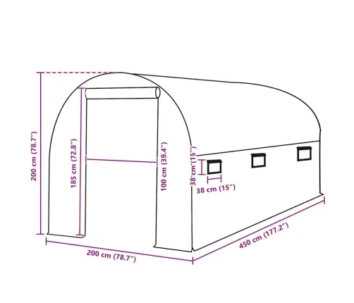 Siltumnīcas Rezerves Pārsegs, 9 M², 200X450X200 Cm, Zaļš Vidaxl