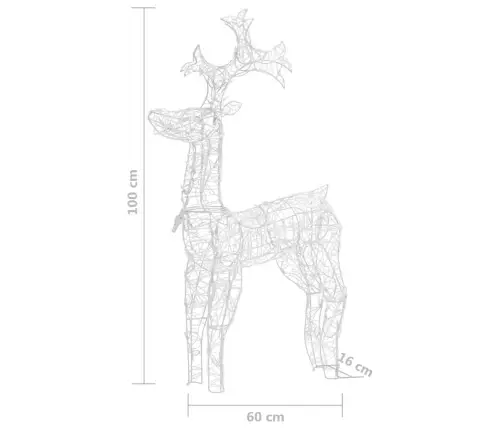 Ziemassvētku Dekorācija, Ziemeļbriedis, 90 Led, 60X16X100 Cm Vidaxl