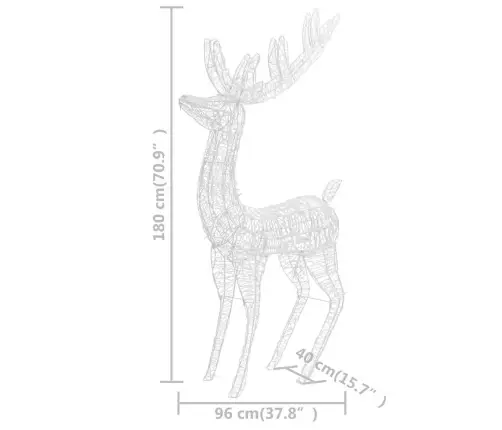 Xxl Jõulu Põhjapõder, 250 Lediga, 180 cm Soe Valge