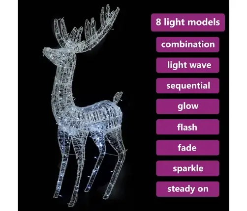 Ziemassvētku Dekorācija, Ziemeļbrieži, 250 Led, 180 Cm, Balti Vidaxl