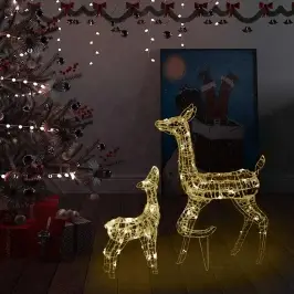 Akrila Ziemeļbriežu Ziemassvētku Dekorācija, 160 Baltas Led Vidaxl