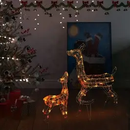 Akrila Ziemeļbriežu Ziemassvētku Dekorācija, 160 Krāsainas Led Vidaxl