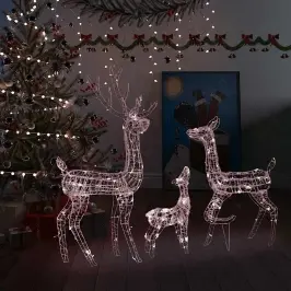 Akrila Ziemeļbriežu Ziemassvētku Dekorācija, 300 Baltas Led Vidaxl