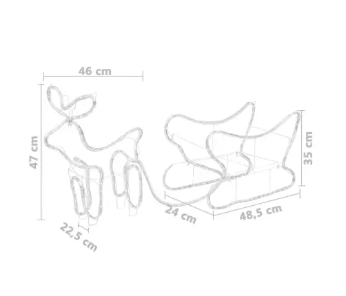 Põhjapõdrad Saaniga, Jõulukaunistus Õue, 252 Ledi