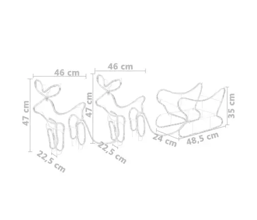 Ziemassvētku Dekorācija, Ziemeļbrieži Un Kamanas, 576 Led Vidaxl