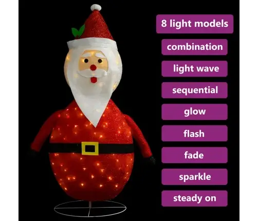 Dekoratīva Ziemassvētku Vecīša Figūra Ar Led, Audums, 120 Cm Vidaxl