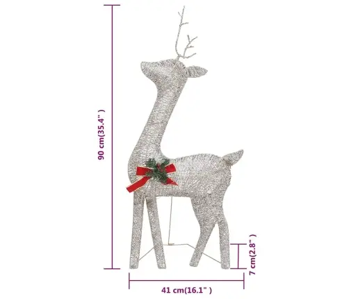Ziemassvētku Dekorācija, Ziemeļbriežu Ģimene, 270X7X90 Cm Vidaxl