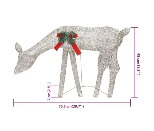 Ziemassvētku Dekorācija, Ziemeļbriežu Ģimene, 270X7X90 Cm Vidaxl