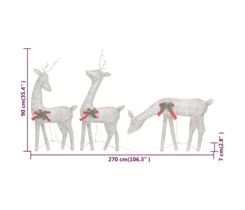 Ziemassvētku Dekorācija, Ziemeļbriežu Ģimene, 270X7X90 Cm Vidaxl