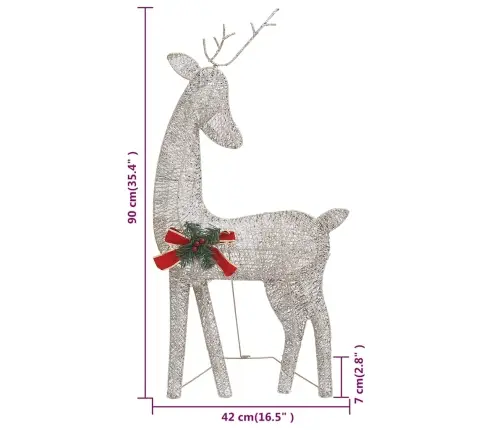 Ziemassvētku Dekorācija, Ziemeļbriežu Ģimene, 270X7X90 Cm Vidaxl