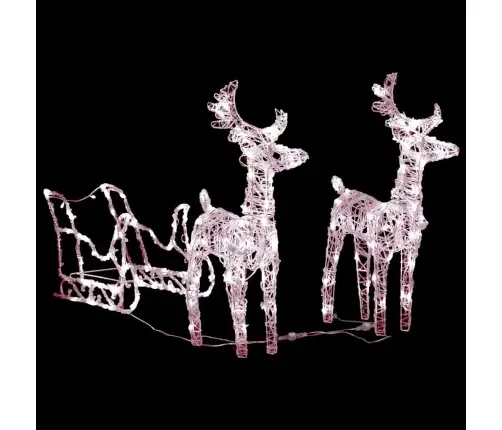Ziemassvētku Dekorācija, Ziemeļbrieži, Kamanas, 160 Led, 130 Cm Vidaxl