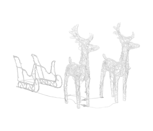 Põhjapõdrad Saaniga, Jõulukaunistus, 160 Ledi, 130 Cm Akrüül