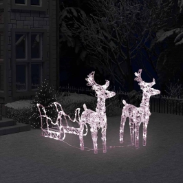 Kalėdų Dekoracija Elniai Ir Rogės, 130cm Akrilas, 160 Led