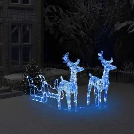 Kalėdų Dekoracija Elniai Ir Rogės, 130cm Akrilas, 160 Led
