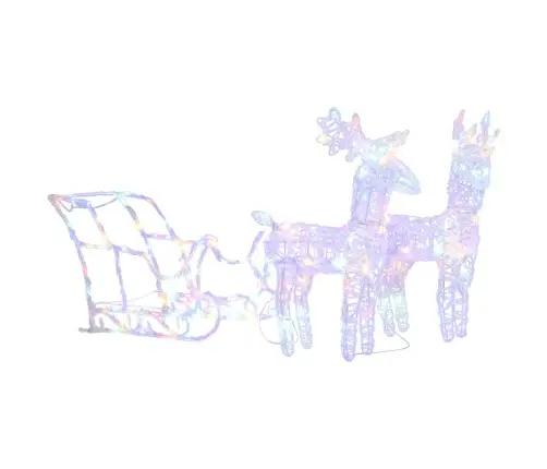 Ziemassvētku Dekorācija, Ziemeļbrieži, Kamanas, 160 Led, 130 Cm Vidaxl