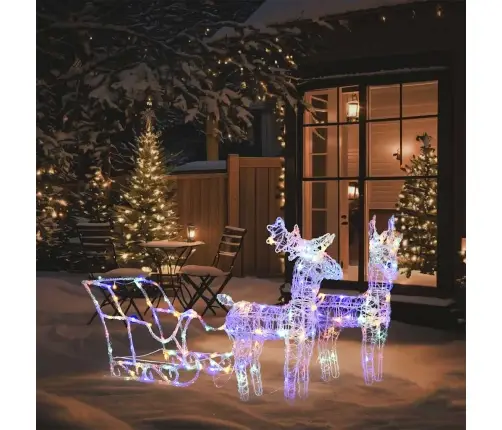 Ziemassvētku Dekorācija, Ziemeļbrieži, Kamanas, 160 Led, 130 Cm Vidaxl