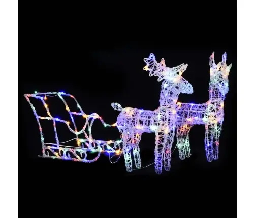 Ziemassvētku Dekorācija, Ziemeļbrieži, Kamanas, 160 Led, 130 Cm Vidaxl