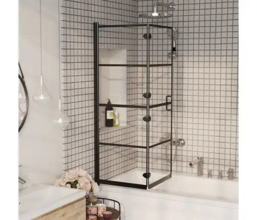 Salokāma Dušas Kabīne, Esg, 100X140 Cm, Melna Vidaxl